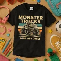 Monster Trucks Are My Jam Kids T-Shirt thumb 3