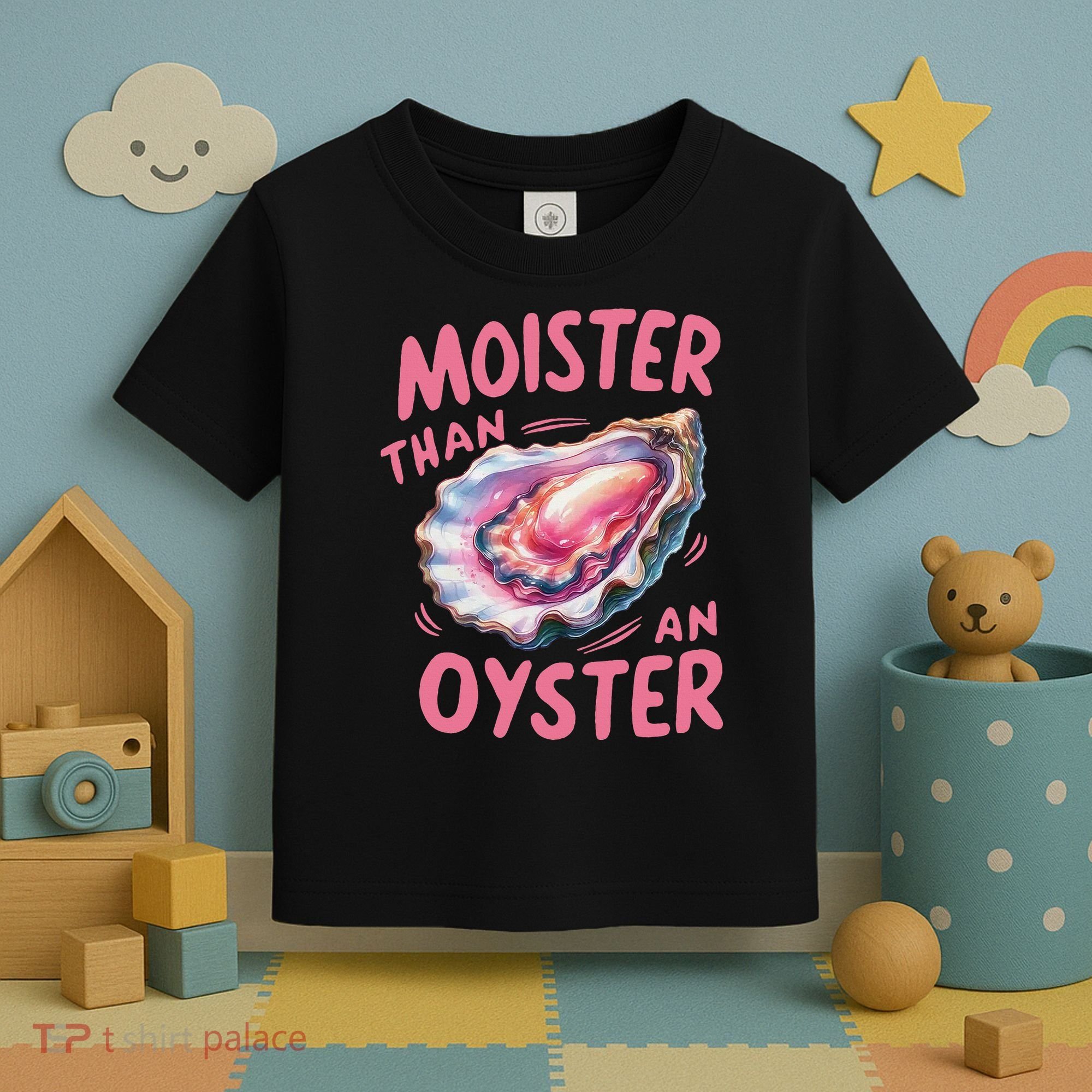 Moister Than An Oyster Inappropriate Shellfish Funny Raunchy Toddler T-Shirt