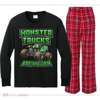 Monster Truck Are My Jam, Truck Birthday Kids Long Sleeve Plaid Pajama Set thumb 0