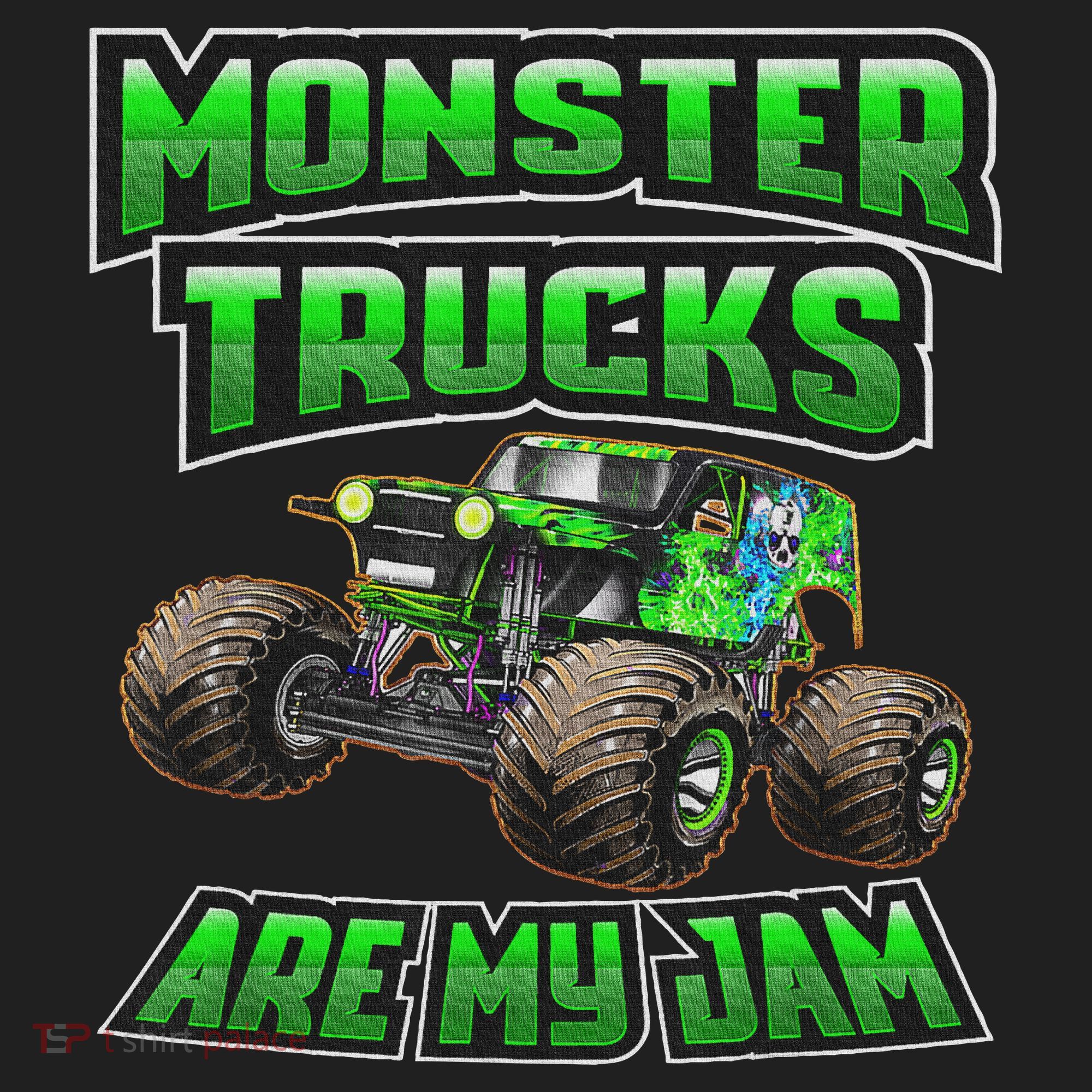 Monster Truck Are My Jam, Truck Birthday Kids Long Sleeve Plaid Pajama Set