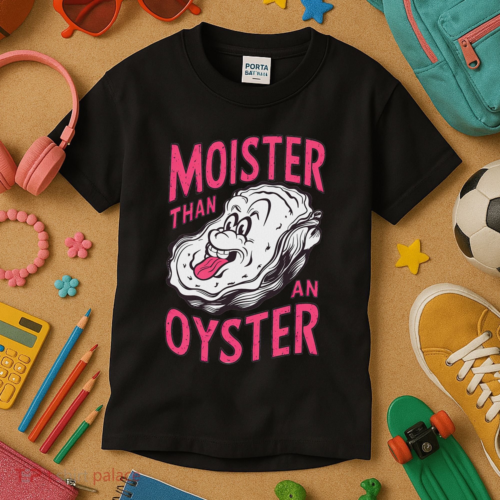 Moister Than An Oyster Shellfish Funny Raunchy Inappropriate Kids T-Shirt