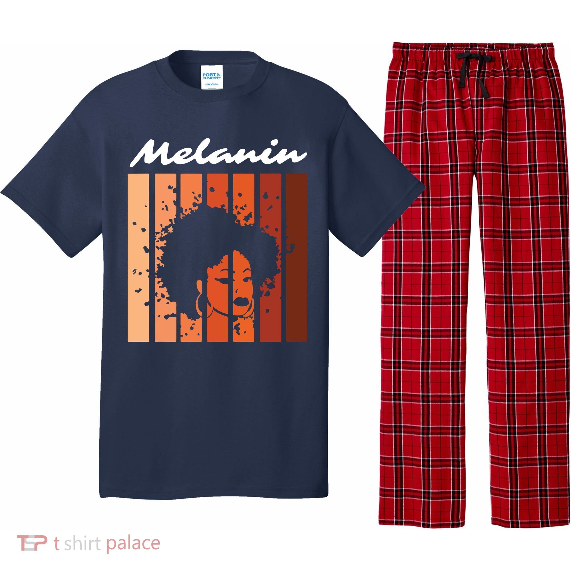 Melanin Tee African American Strong Black Natural Afro Pajama Set