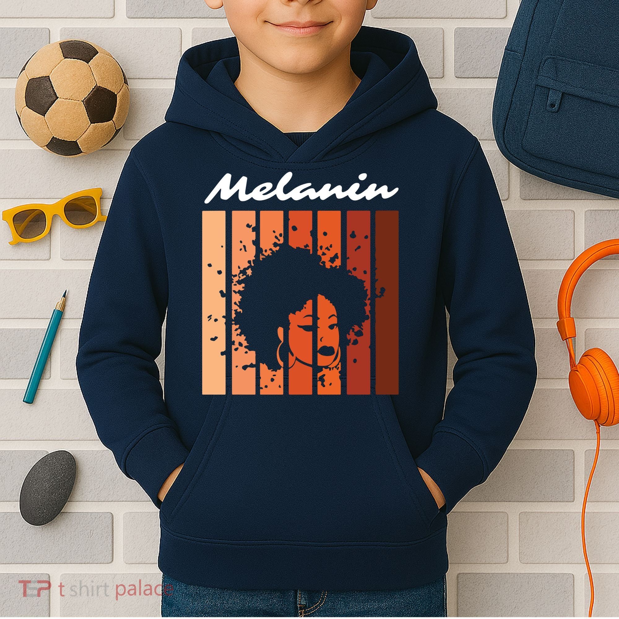 Melanin Tee African American Strong Black Natural Afro Kids Hoodie