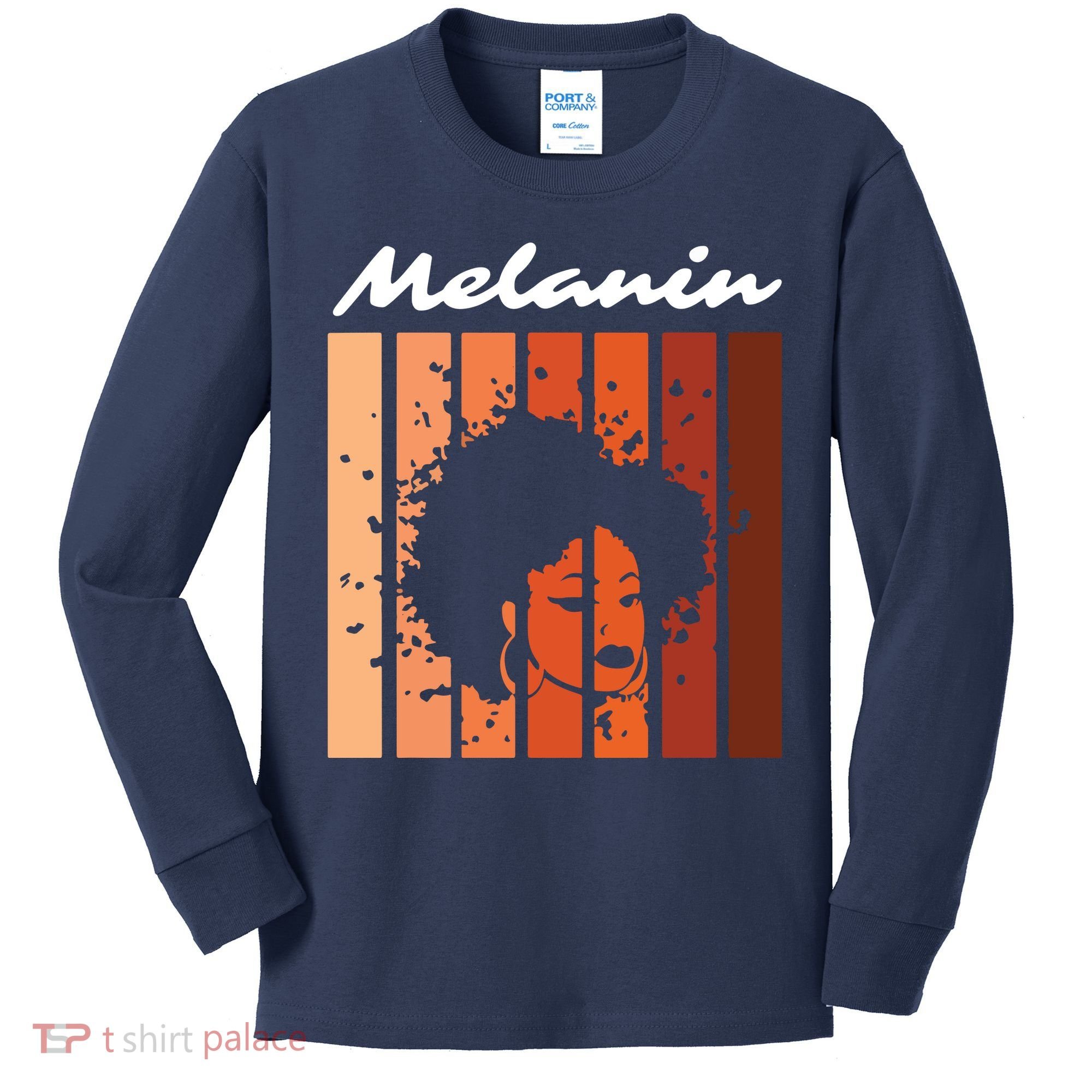 Melanin Tee African American Strong Black Natural Afro Kids Long Sleeve Shirt
