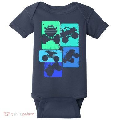 Monster Truck Boys Baby Bodysuit