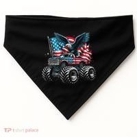 Monster Truck Bald Eagle 4th Of July American Flag USA-Made Doggie Bandana thumb 0