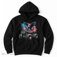 Monster Truck Bald Eagle 4th Of July American Flag Hoodie thumb 0