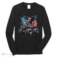 Monster Truck Bald Eagle 4th Of July American Flag Long Sleeve Shirt thumb 0