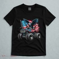 Monster Truck Bald Eagle 4th Of July American Flag T-Shirt thumb 5
