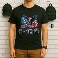 Monster Truck Bald Eagle 4th Of July American Flag T-Shirt thumb 6
