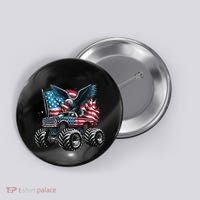Monster Truck Bald Eagle 4th Of July American Flag Button thumb 0