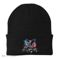 Monster Truck Bald Eagle 4th Of July American Flag Beanie thumb 0