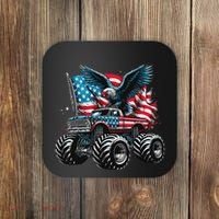Monster Truck Bald Eagle 4th Of July American Flag Coaster thumb 0