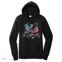 Monster Truck Bald Eagle 4th Of July American Flag Women's Hoodie thumb 0