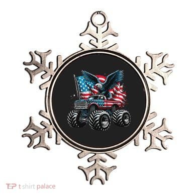Monster Truck Bald Eagle 4th Of July American Flag Ornament