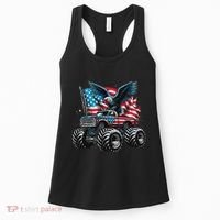 Monster Truck Bald Eagle 4th Of July American Flag Women's Tank Top thumb 0