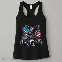 Monster Truck Bald Eagle 4th Of July American Flag Women's Tank Top thumb 3