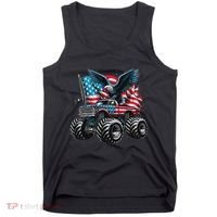 Monster Truck Bald Eagle 4th Of July American Flag Tank Top thumb 0
