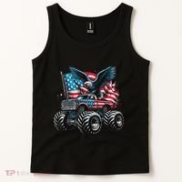 Monster Truck Bald Eagle 4th Of July American Flag Tank Top thumb 2