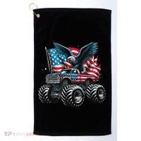 Monster Truck Bald Eagle 4th Of July American Flag Golf Towel thumb 0