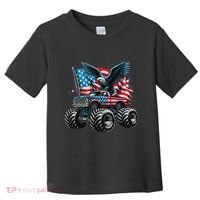 Monster Truck Bald Eagle 4th Of July American Flag Toddler T-Shirt thumb 0
