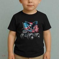 Monster Truck Bald Eagle 4th Of July American Flag Toddler T-Shirt thumb 2