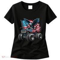 Monster Truck Bald Eagle 4th Of July American Flag Women's T-Shirt thumb 0