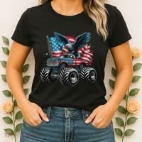 Monster Truck Bald Eagle 4th Of July American Flag Women's T-Shirt thumb 2