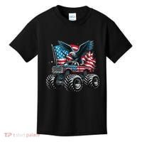Monster Truck Bald Eagle 4th Of July American Flag Kids T-Shirt thumb 0
