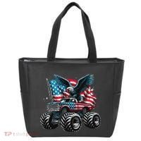 Monster Truck Bald Eagle 4th Of July American Flag Tote Bag thumb 0