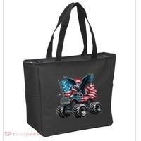 Monster Truck Bald Eagle 4th Of July American Flag Tote Bag thumb 2