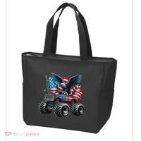 Monster Truck Bald Eagle 4th Of July American Flag Tote Bag thumb 3