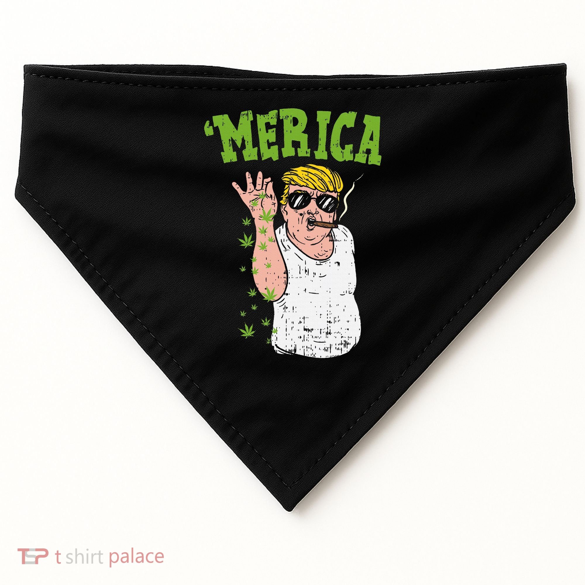 Merica Trump Bae Smoking Weed Cannabis Funny 420 Stoner Gift USA-Made Doggie Bandana