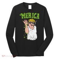 Merica Trump Bae Smoking Weed Cannabis Funny 420 Stoner Gift Long Sleeve Shirt thumb 0