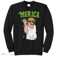 Merica Trump Bae Smoking Weed Cannabis Funny 420 Stoner Gift Sweatshirt thumb 0