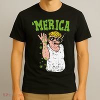 Merica Trump Bae Smoking Weed Cannabis Funny 420 Stoner Gift T-Shirt thumb 3
