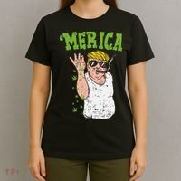 Merica Trump Bae Smoking Weed Cannabis Funny 420 Stoner Gift T-Shirt thumb 4