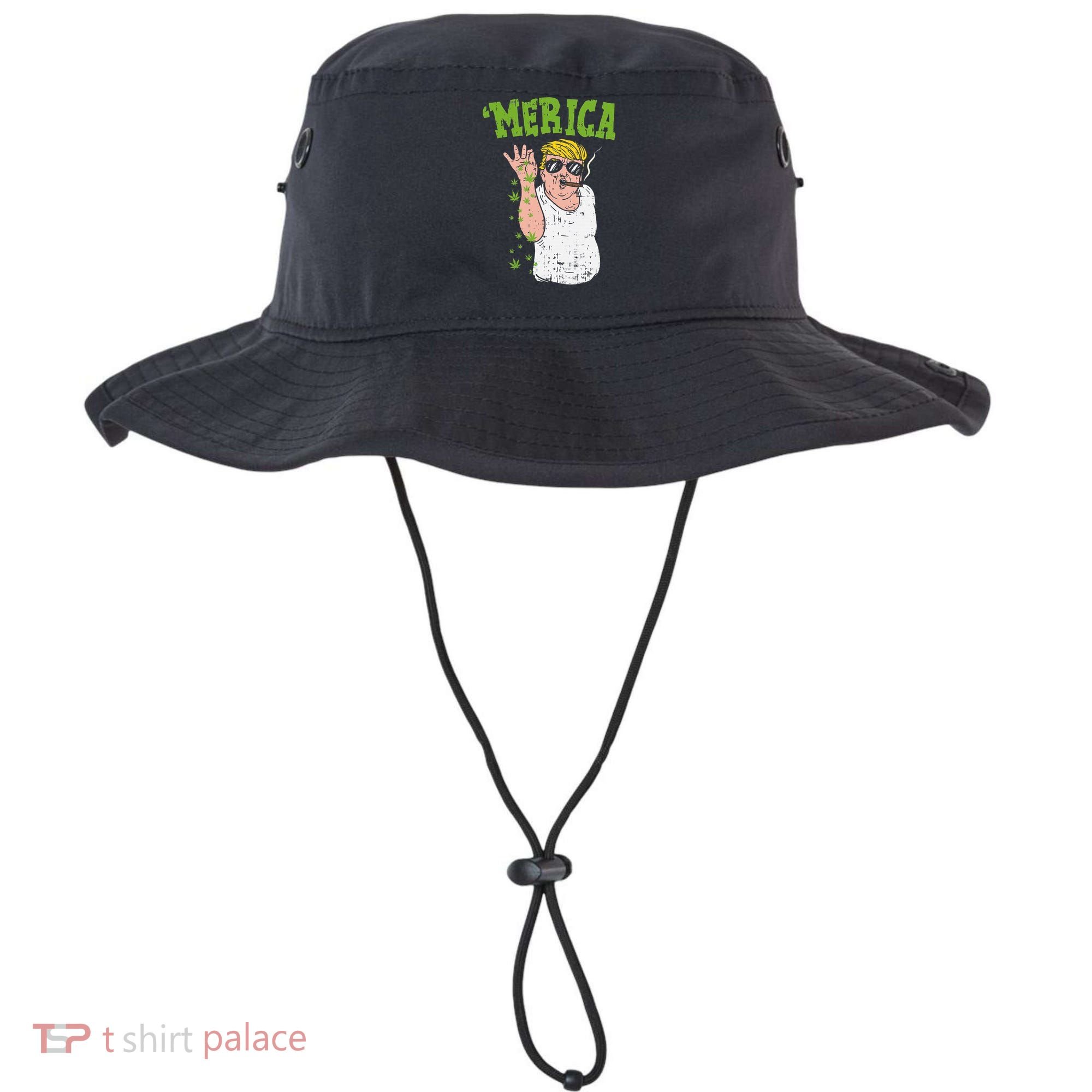 Merica Trump Bae Smoking Weed Cannabis Funny 420 Stoner Gift Bucket Hat