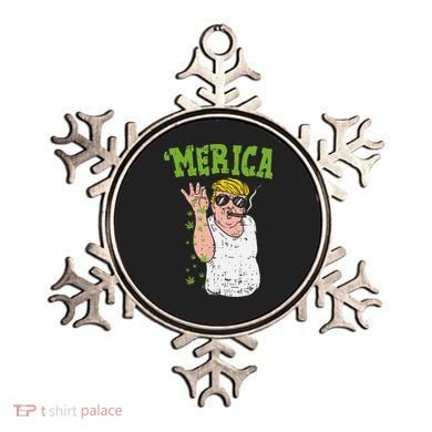 Merica Trump Bae Smoking Weed Cannabis Funny 420 Stoner Gift Ornament