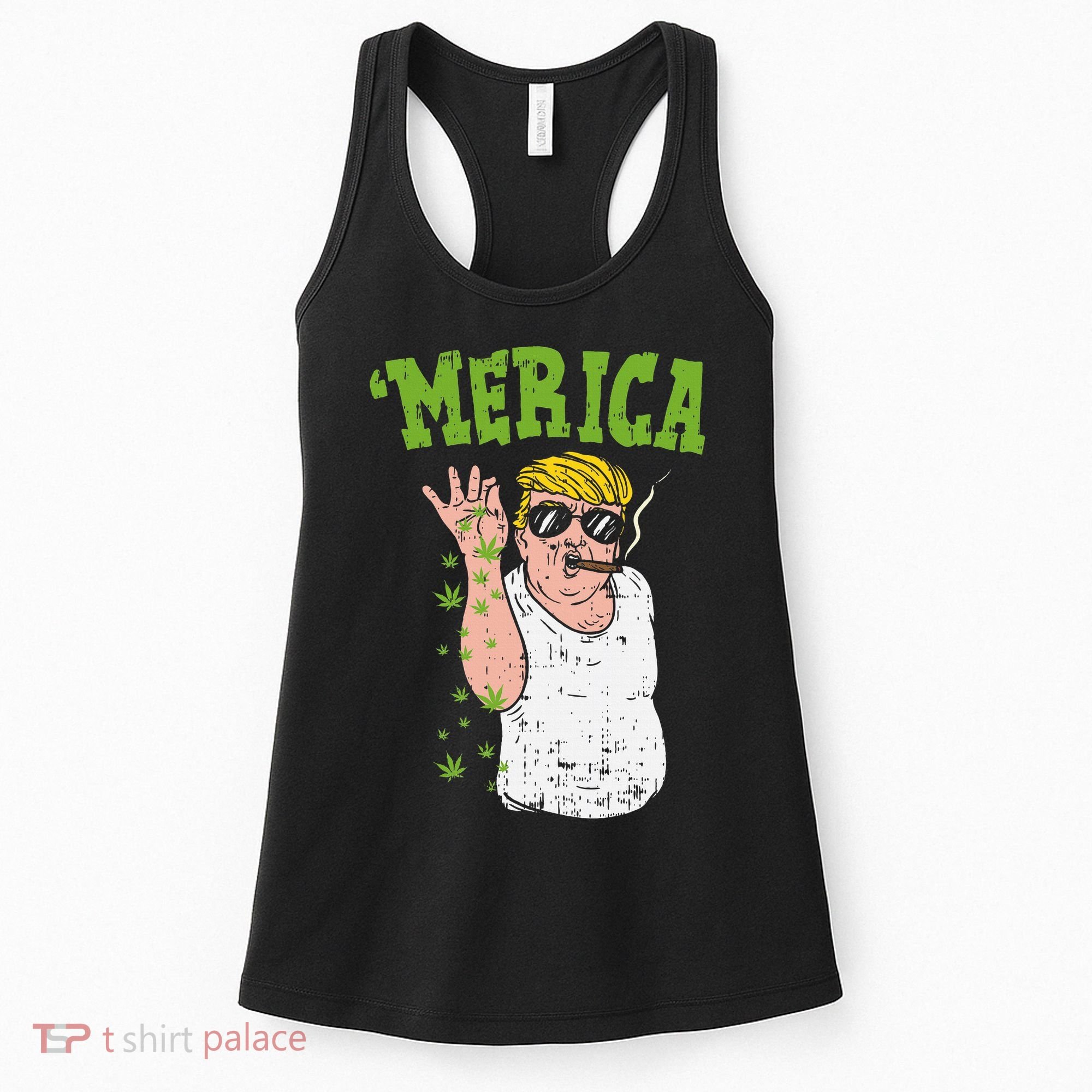 Merica Trump Bae Smoking Weed Cannabis Funny 420 Stoner Gift Women's Tank Top