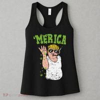 Merica Trump Bae Smoking Weed Cannabis Funny 420 Stoner Gift Women's Tank Top thumb 3