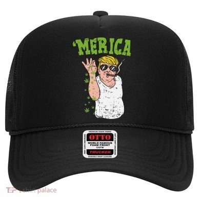 Merica Trump Bae Smoking Weed Cannabis Funny 420 Stoner Gift Hat