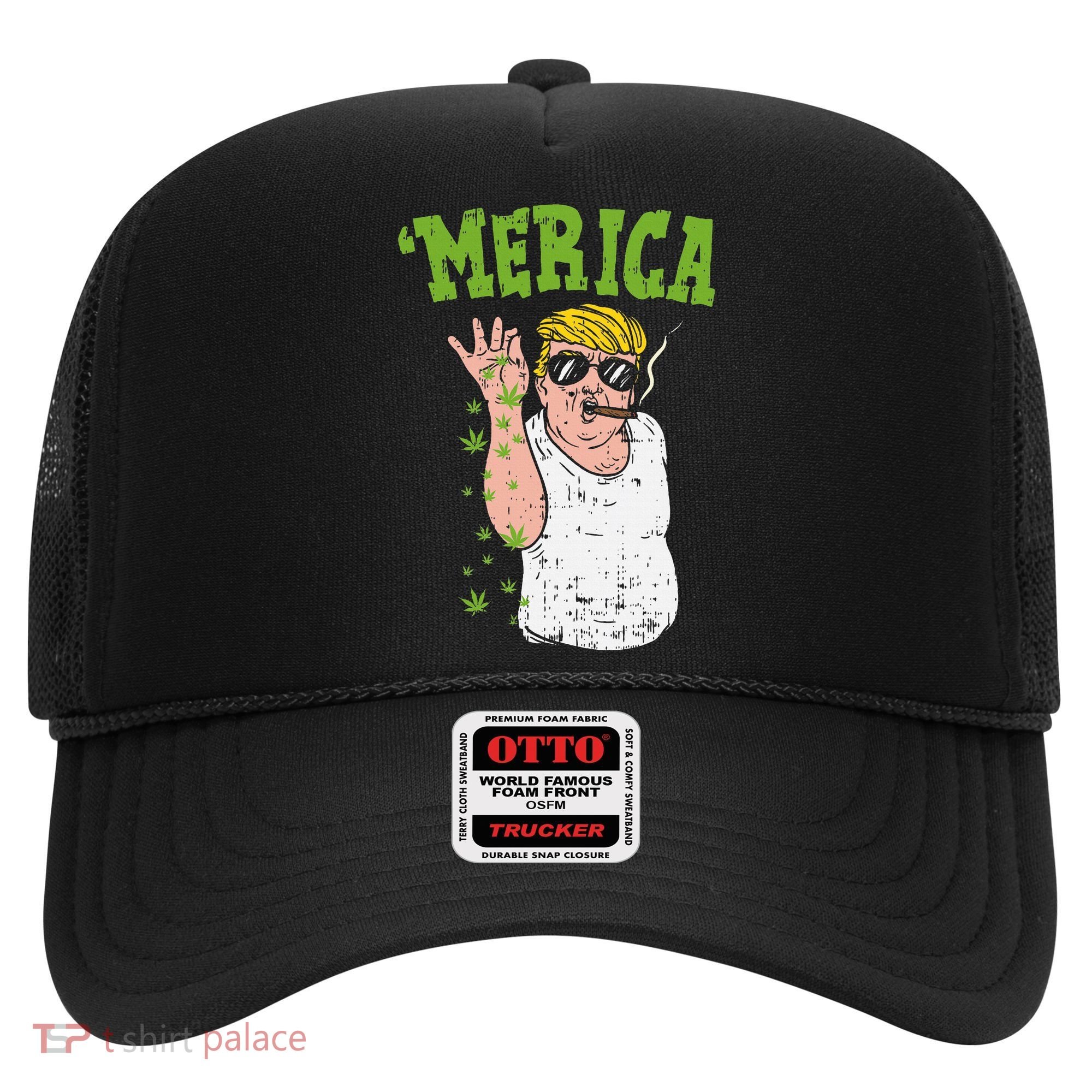 Merica Trump Bae Smoking Weed Cannabis Funny 420 Stoner Gift Hat
