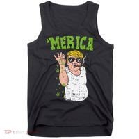 Merica Trump Bae Smoking Weed Cannabis Funny 420 Stoner Gift Tank Top thumb 0