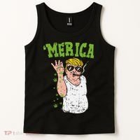 Merica Trump Bae Smoking Weed Cannabis Funny 420 Stoner Gift Tank Top thumb 2
