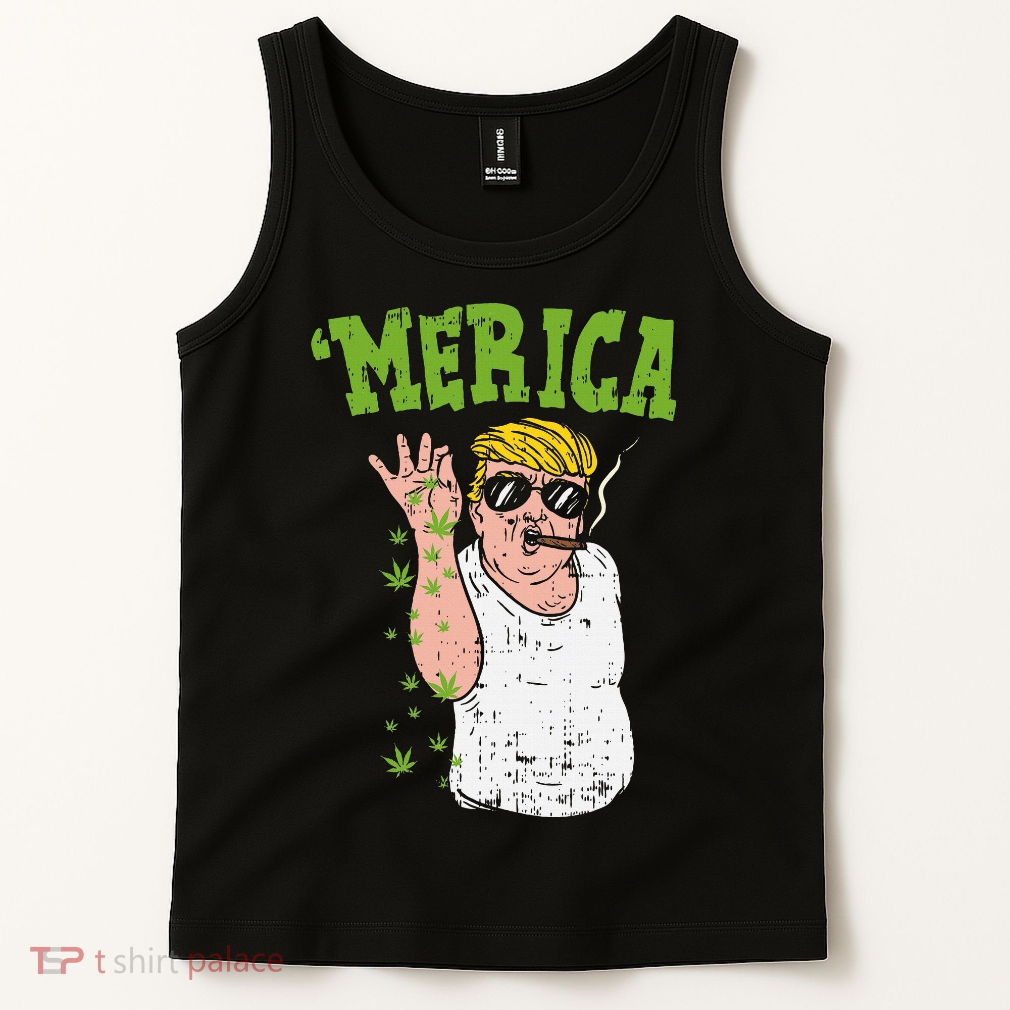 Merica Trump Bae Smoking Weed Cannabis Funny 420 Stoner Gift Tank Top