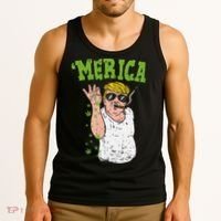 Merica Trump Bae Smoking Weed Cannabis Funny 420 Stoner Gift Tank Top thumb 3