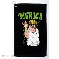 Merica Trump Bae Smoking Weed Cannabis Funny 420 Stoner Gift Golf Towel thumb 0