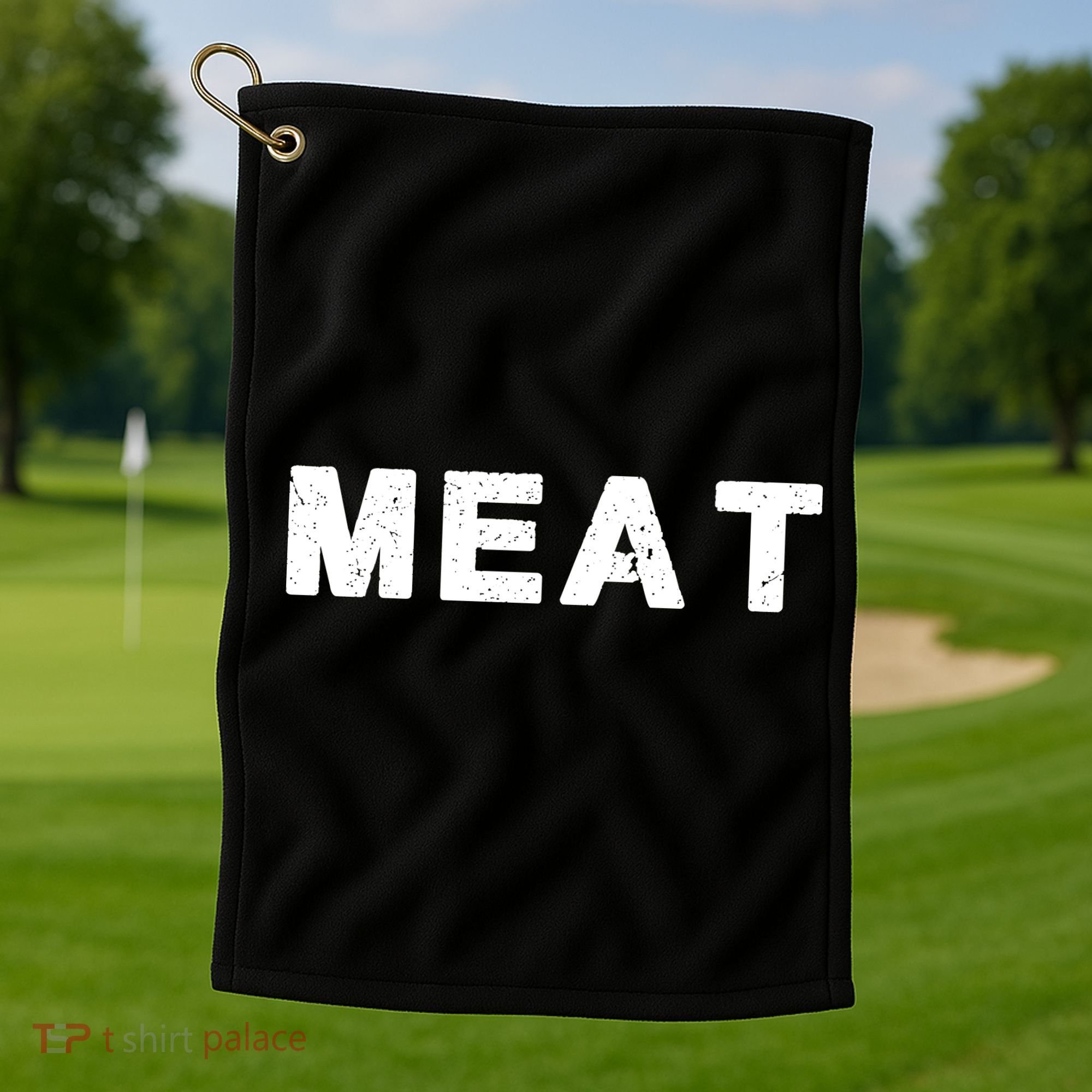 MEAT Tasty BBQ Food Funny Golf Towel
