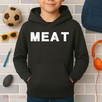 MEAT Tasty BBQ Food Funny Kids Hoodie thumb 2